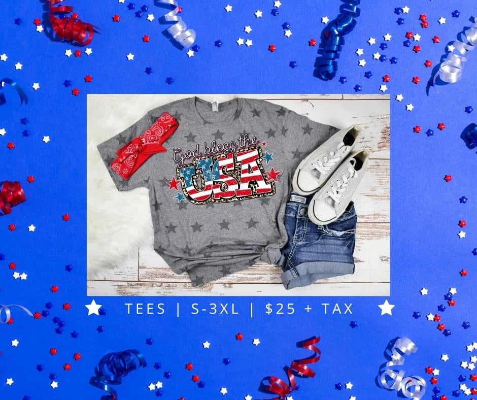 God Bless the USA - Gray Starsw