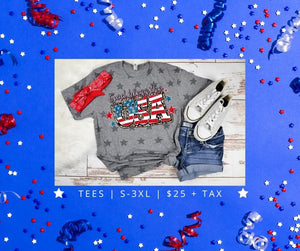 God Bless the USA - Gray Starsw